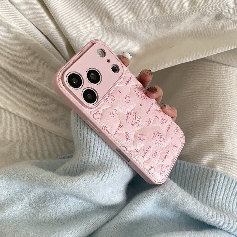 Star-patterned, bow-adorned Hello Kitty phone case with air-cushion design