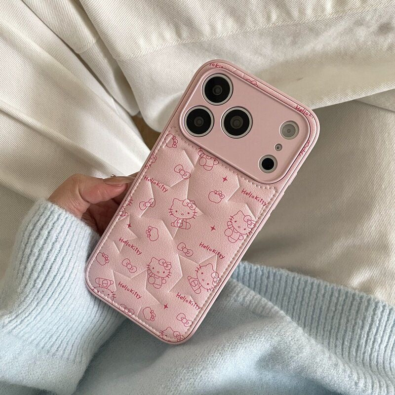 Star-patterned, bow-adorned Hello Kitty phone case with air-cushion design