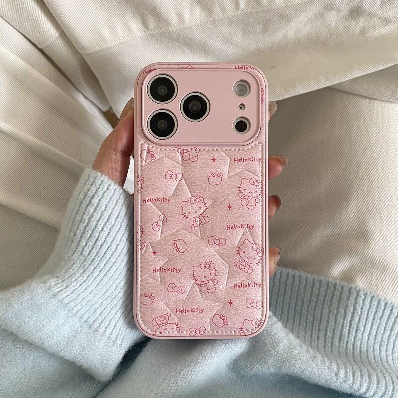 Star-patterned, bow-adorned Hello Kitty phone case with air-cushion design