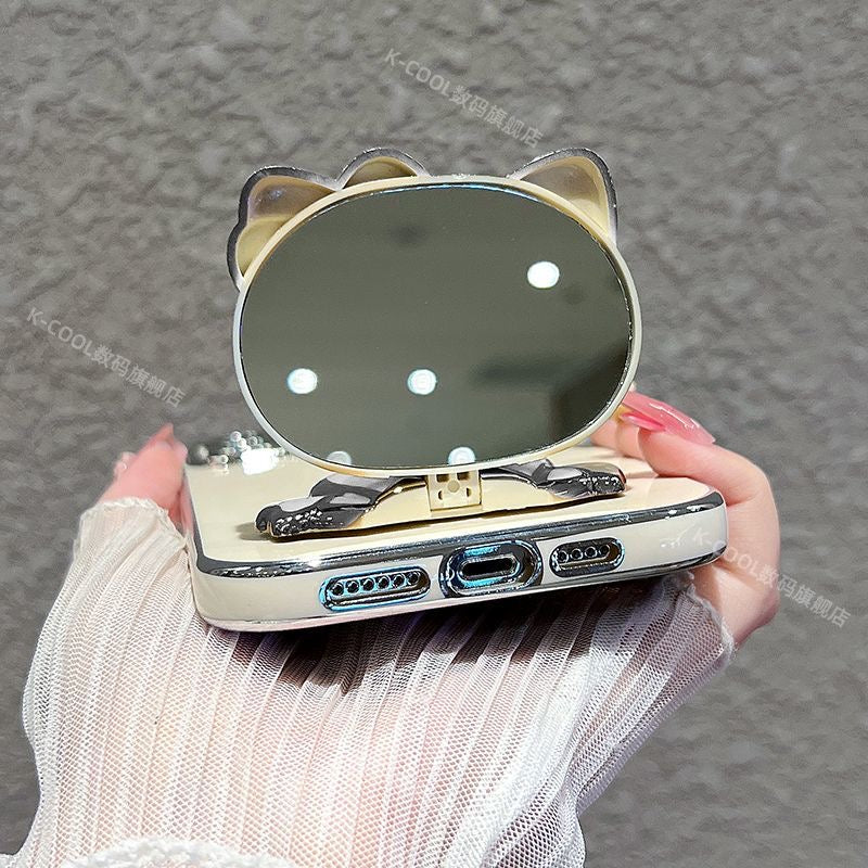 Hello Kitty Phone Case with Built-in Vanity Mirror and Kickstand