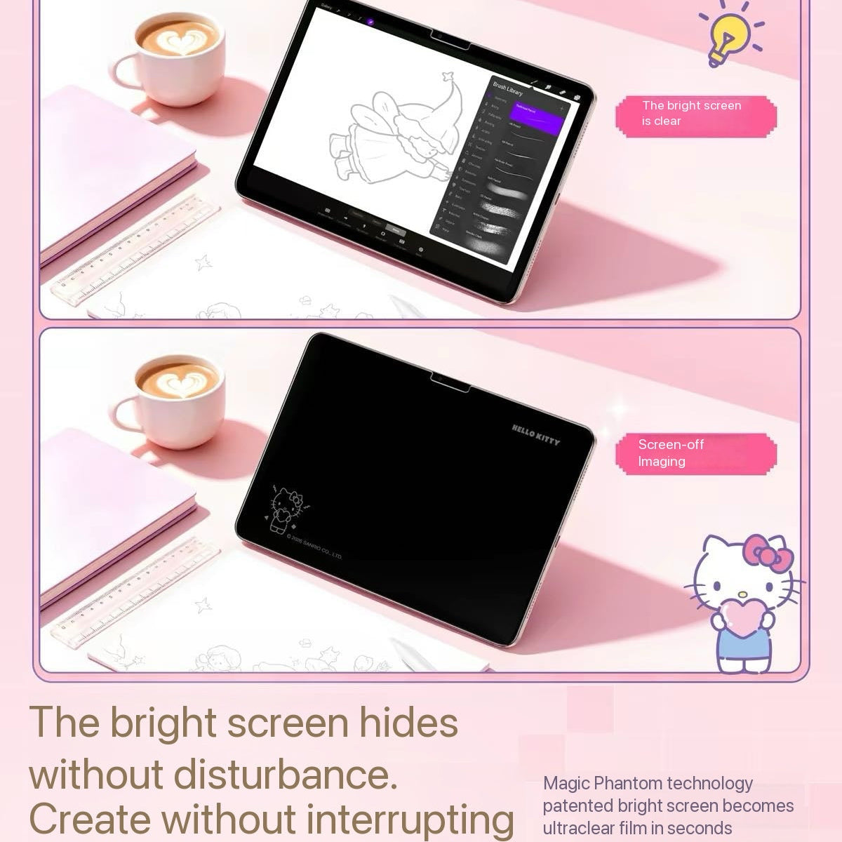 Hello Kitty-themed tempered glass screen protector for iPad