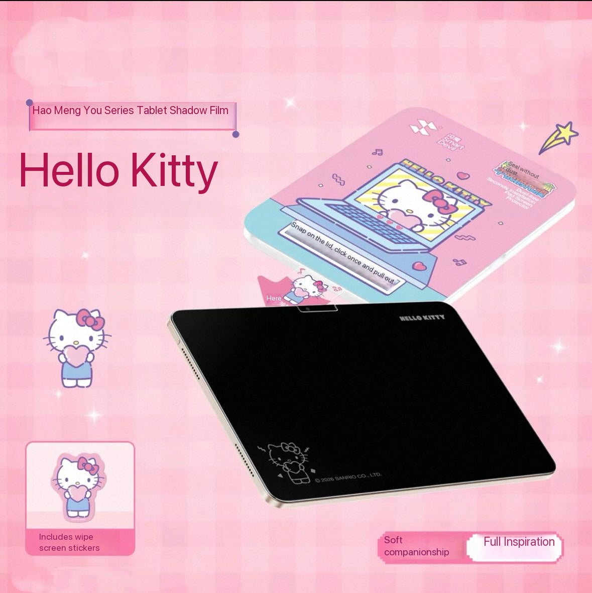 Hello Kitty-themed tempered glass screen protector for iPad