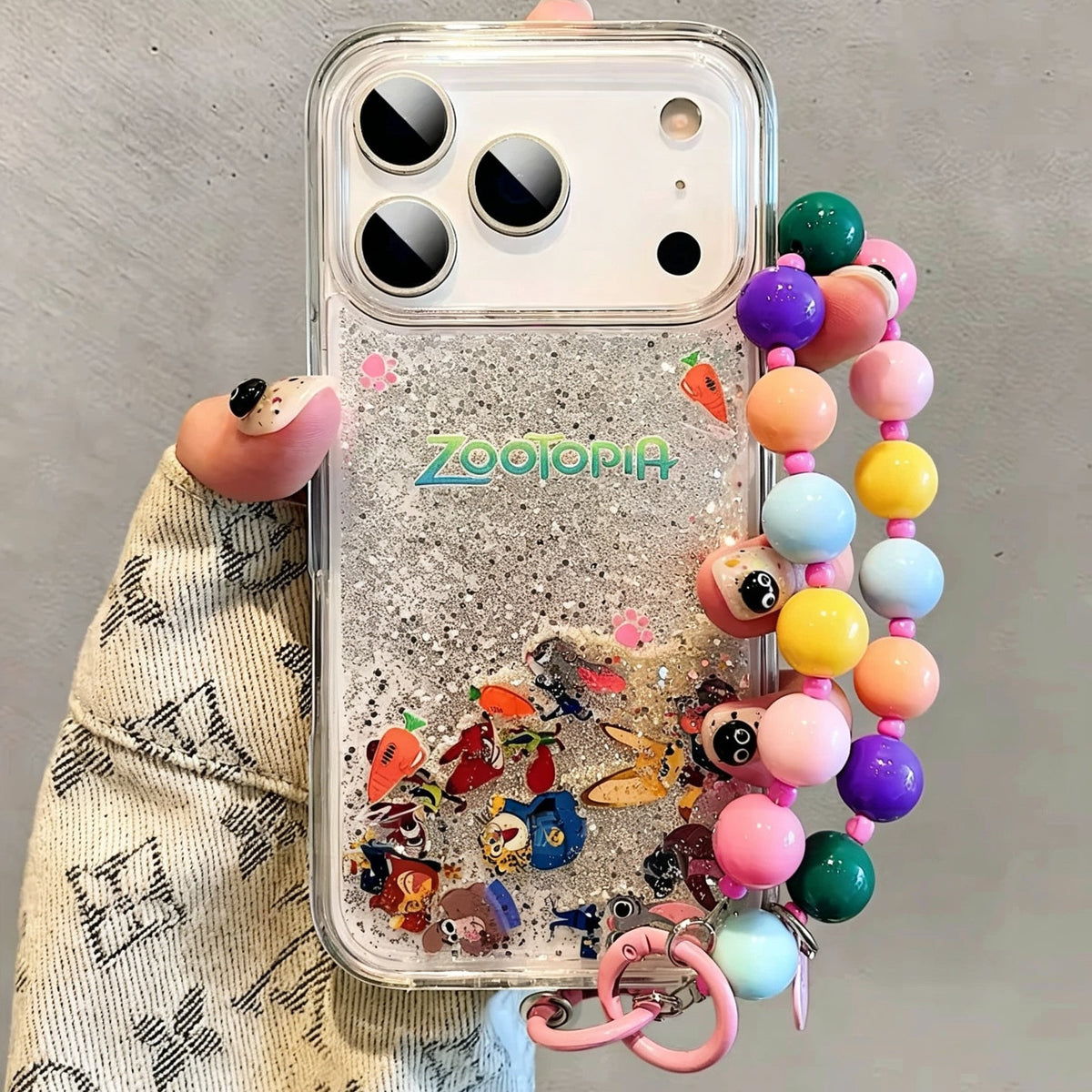 Cute Cartoon Nick & Judy Quicksand Slider Glitter Phone Case