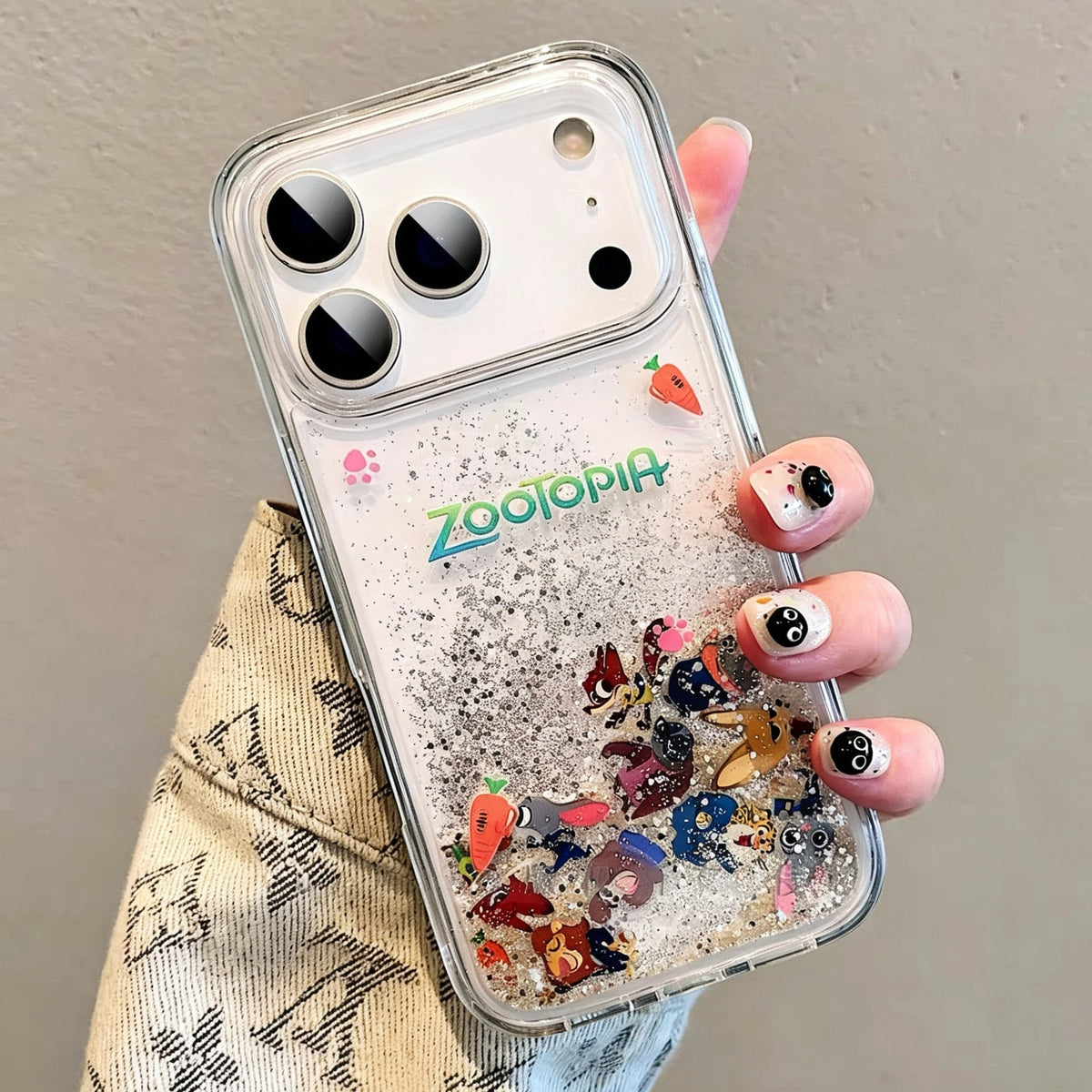 Cute Cartoon Nick & Judy Quicksand Slider Glitter Phone Case