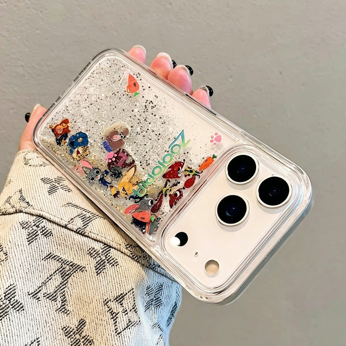 Cute Cartoon Nick & Judy Quicksand Slider Glitter Phone Case