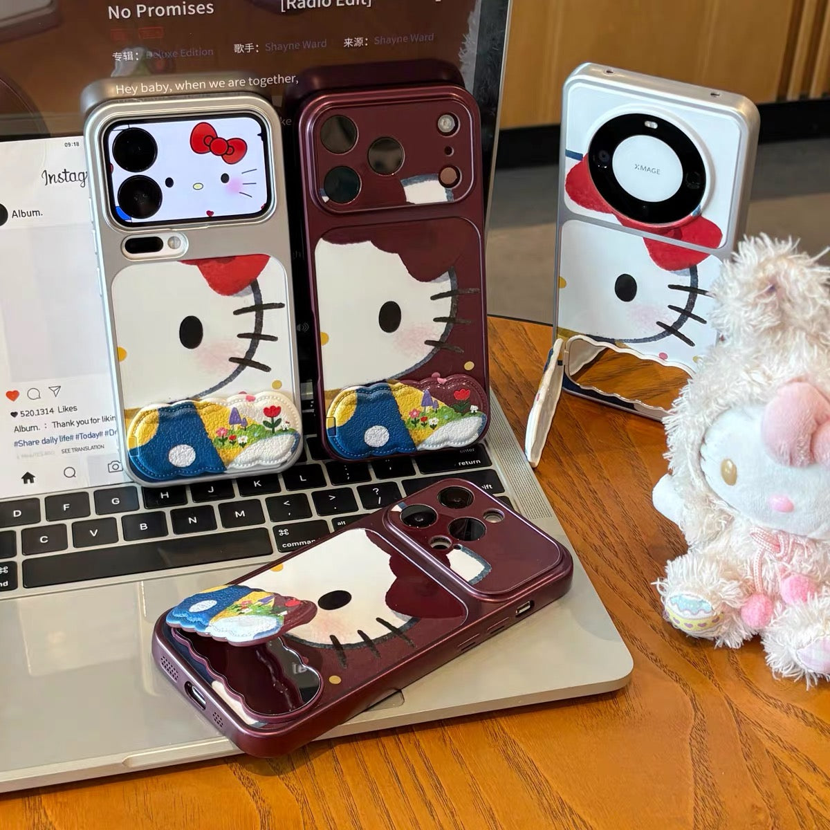 Cute Cartoon Cat Mirror Stand Phone Case