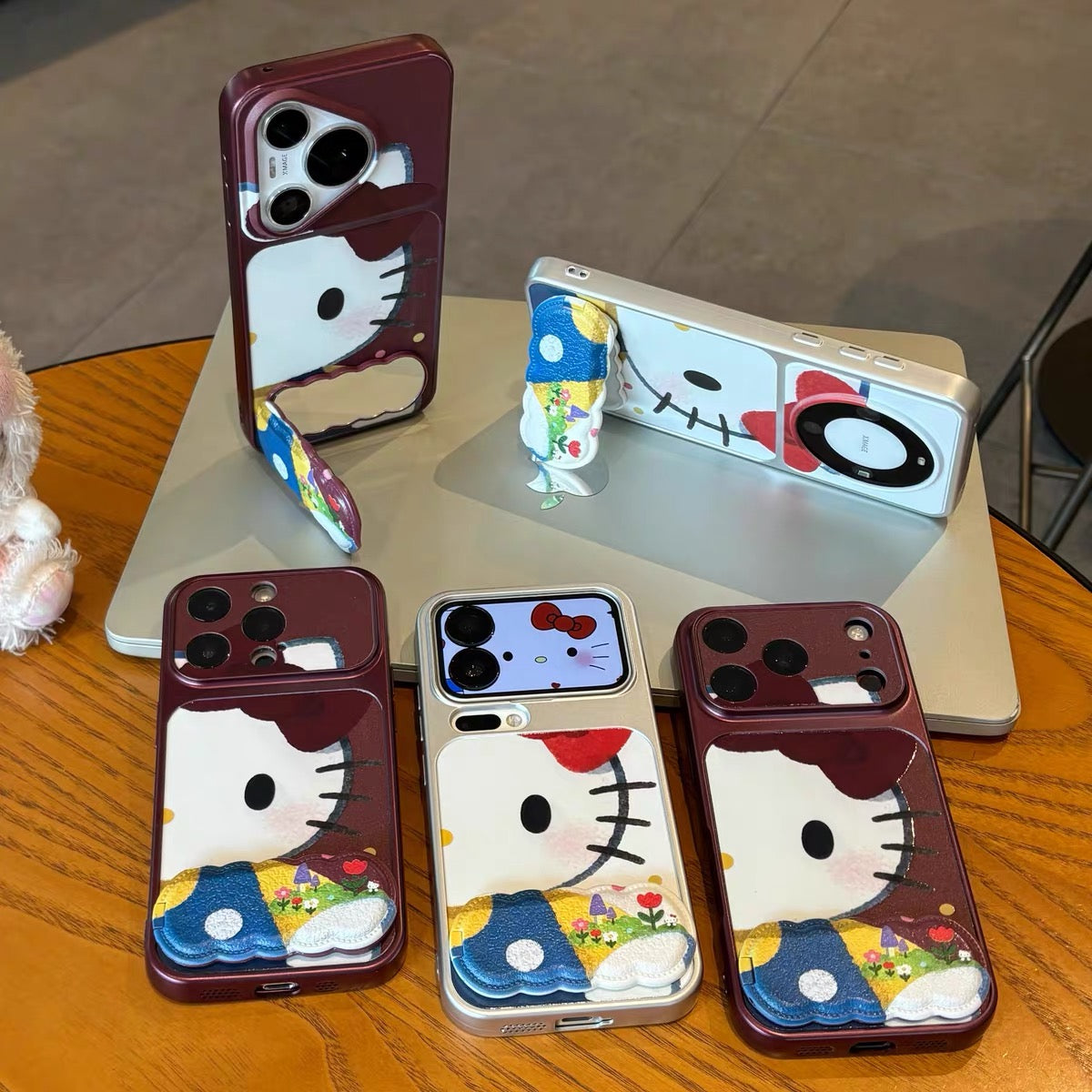 Cute Cartoon Cat Mirror Stand Phone Case