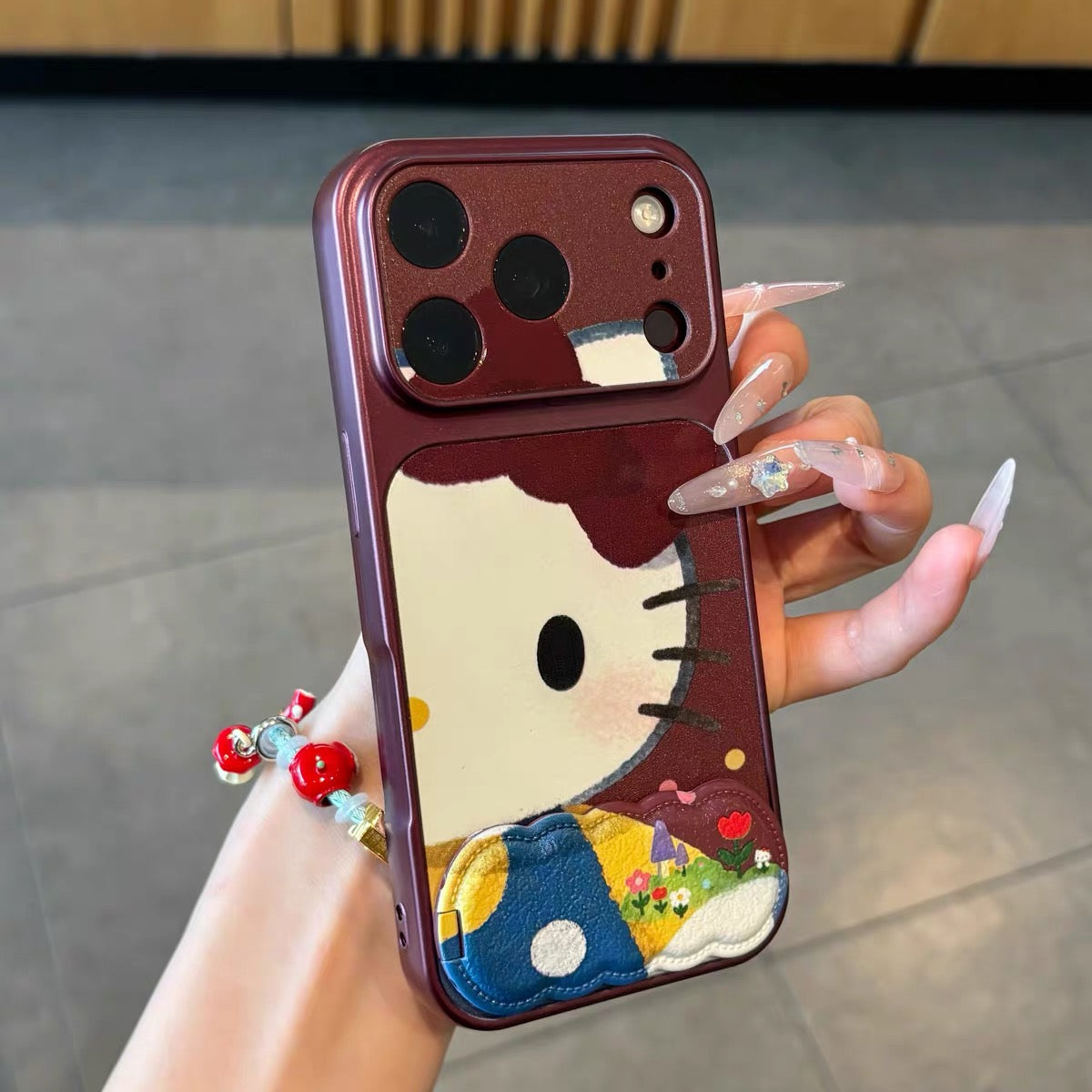 Cute Cartoon Cat Mirror Stand Phone Case