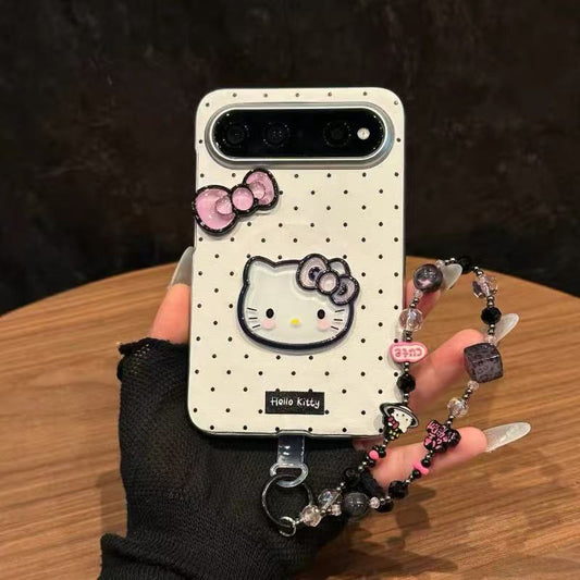Suitable for Huawei Pura X View phone case – black with polka dots and a bow