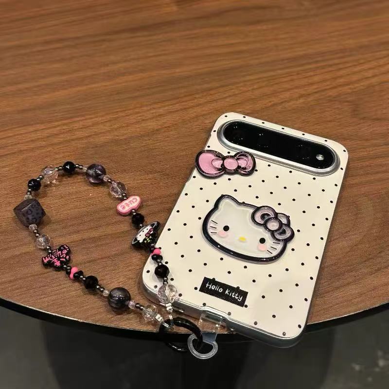 Suitable for Huawei Pura X View phone case – black with polka dots and a bow