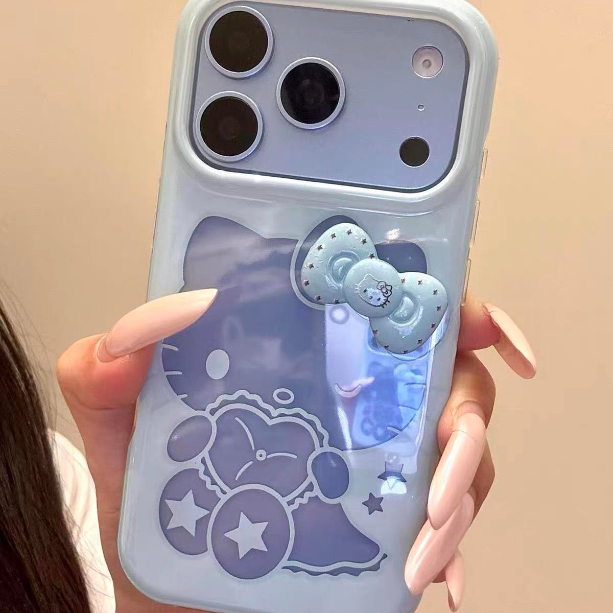 Cute, girly pink cartoon cutout Hello Kitty phone case