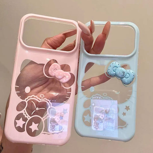 Cute, girly pink cartoon cutout Hello Kitty phone case