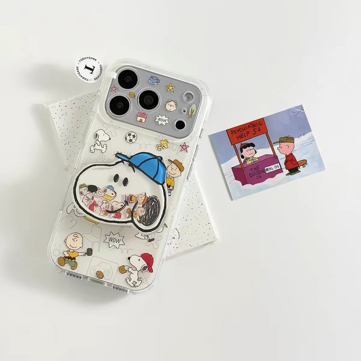 Cute Cartoon Snoopy Wobble-Figure Stand Phone Case