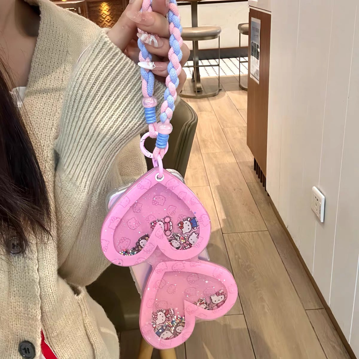 Cute Hello Kitty Heart-Shaped Makeup Mirror Phone Case