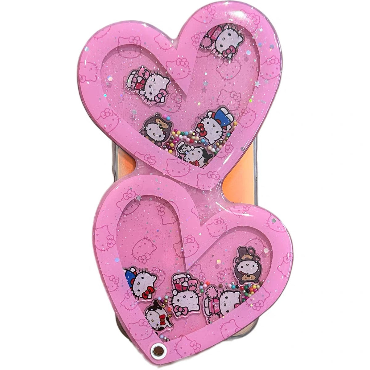 Cute Hello Kitty Heart-Shaped Makeup Mirror Phone Case