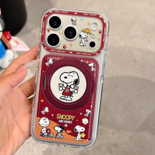 Cute Cartoon Snoopy Phone Case with 360° Rotating Stand