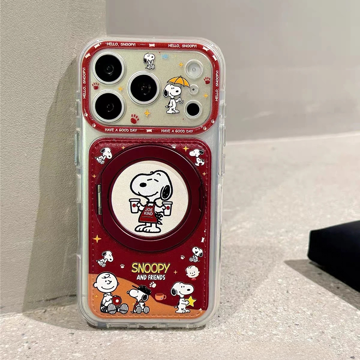Cute Cartoon Snoopy Phone Case with 360° Rotating Stand