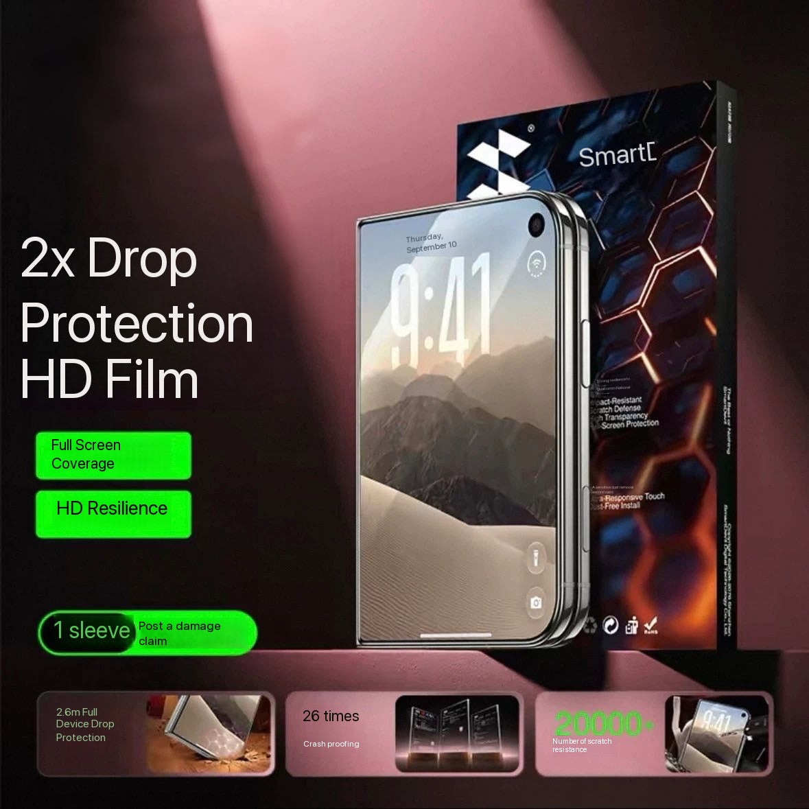 iPhoneDuo Anti-Reflective, Ultra-Clear, Dustproof, and Shatterproof Tempered Glass Screen Protector