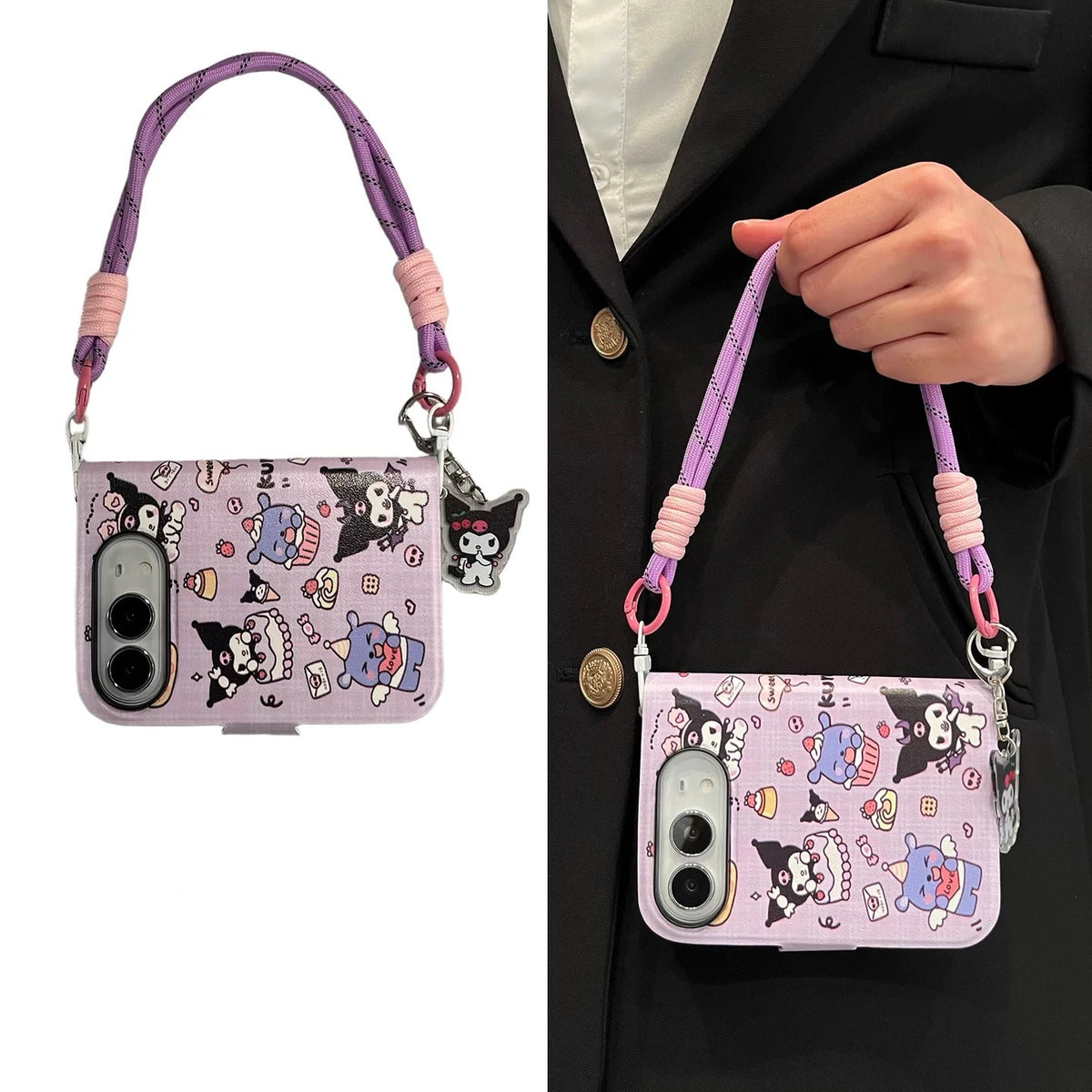Kuromi-themed foldable phone case for iPhone
