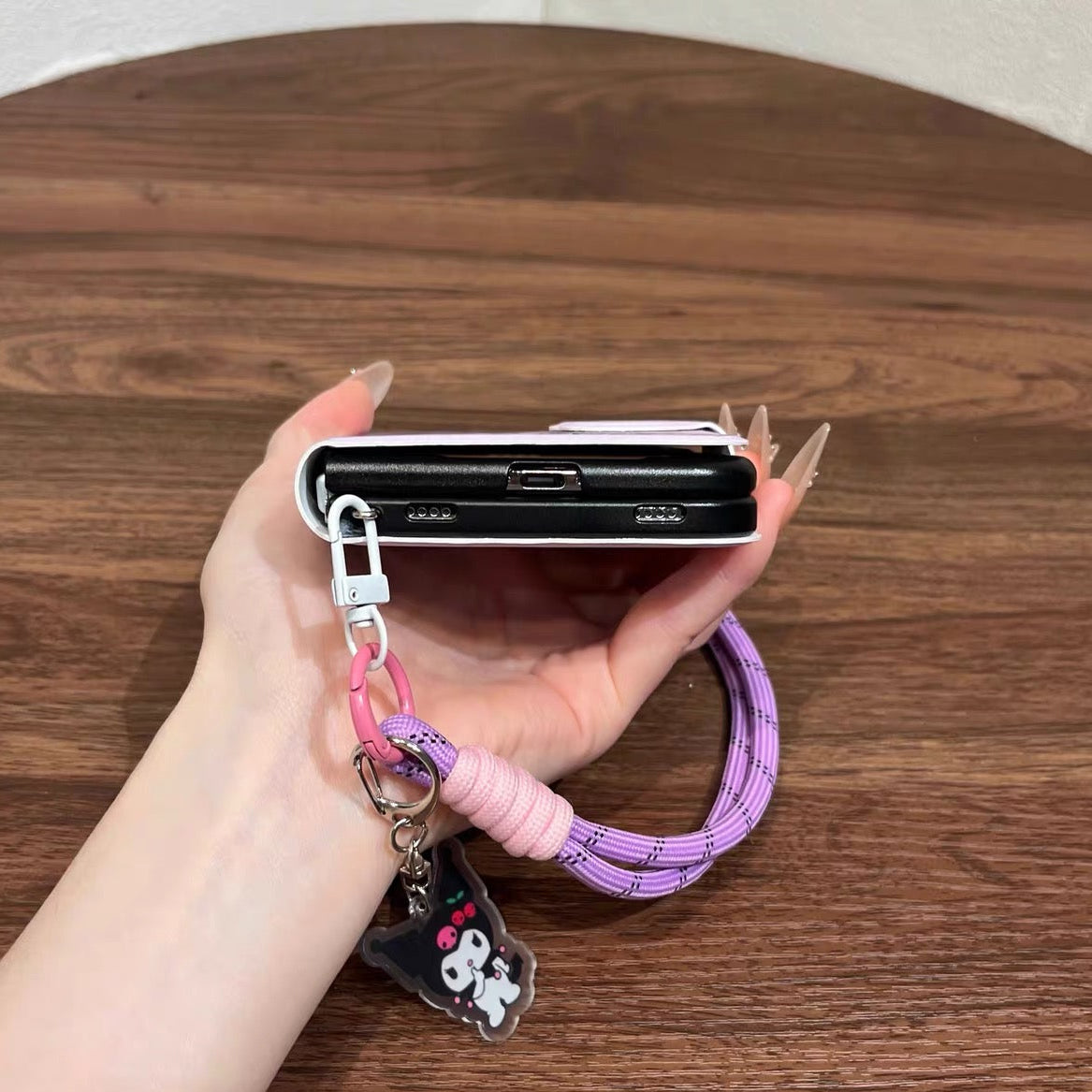 Kuromi-themed foldable phone case for iPhone