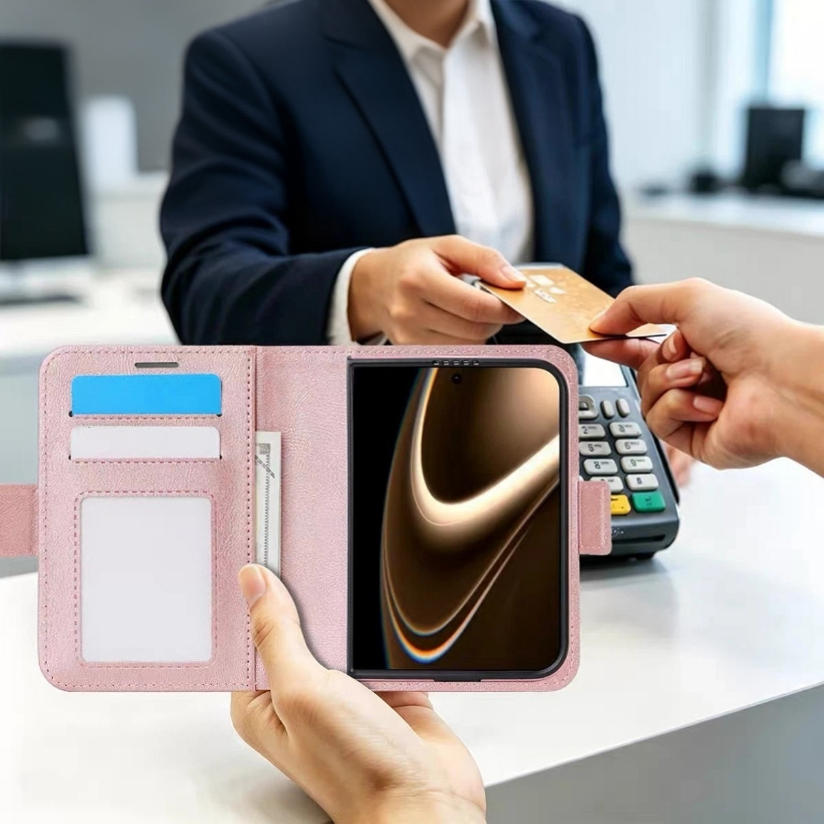 New iPhone Duo Magnetic Wireless Charging Folio Case for Foldable Phones