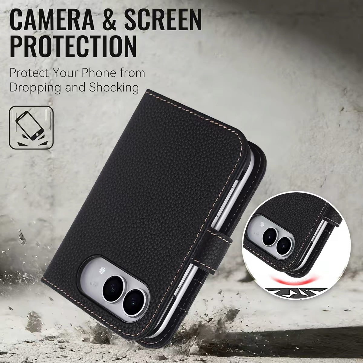 iPhone Duo Leather Magnetic Card-Holder Wallet & Wireless-Charging Protective Case