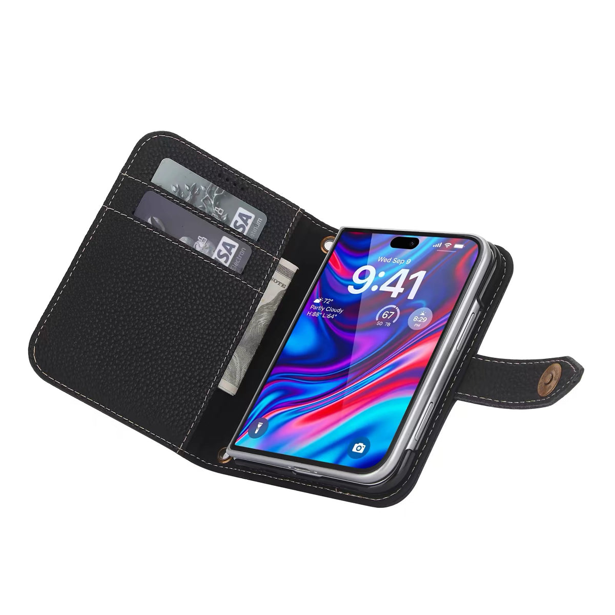 iPhone Duo Leather Magnetic Card-Holder Wallet & Wireless-Charging Protective Case