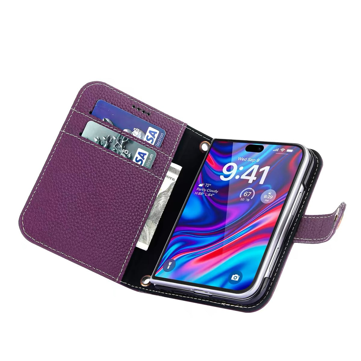 iPhone Duo Leather Magnetic Card-Holder Wallet & Wireless-Charging Protective Case