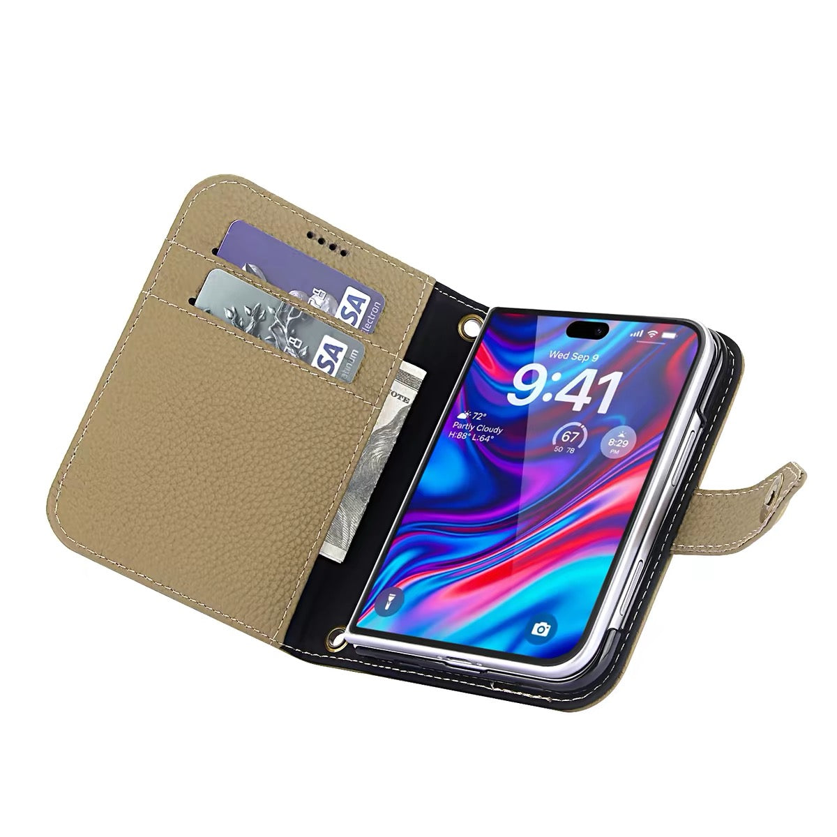 iPhone Duo Leather Magnetic Card-Holder Wallet & Wireless-Charging Protective Case