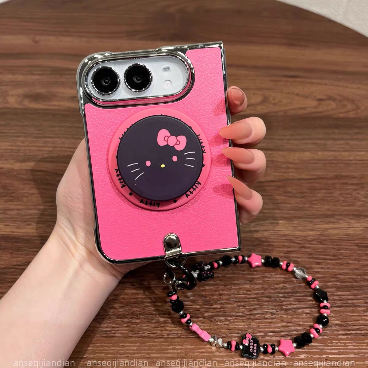 Cute Hello Kitty Magnetic Kickstand Case for iPhone Foldable Phones