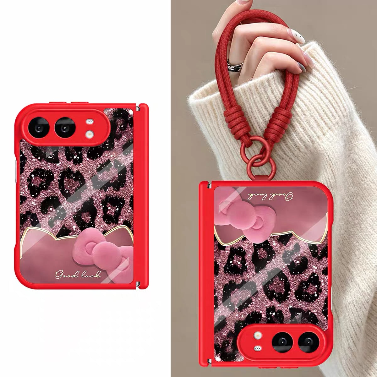 iPhoneDuo Foldable Phone Case – Leopard-Print Cat Design