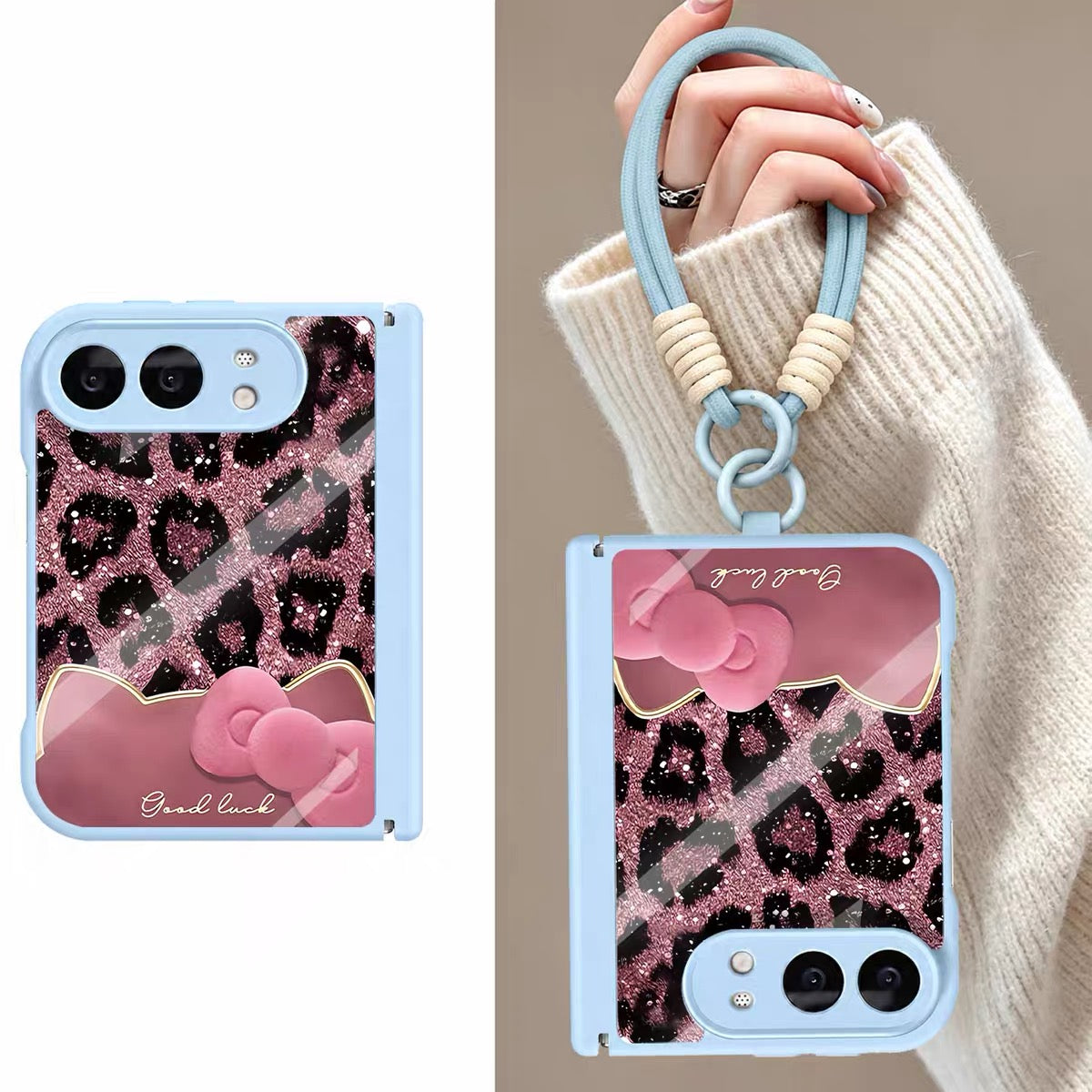 iPhoneDuo Foldable Phone Case – Leopard-Print Cat Design