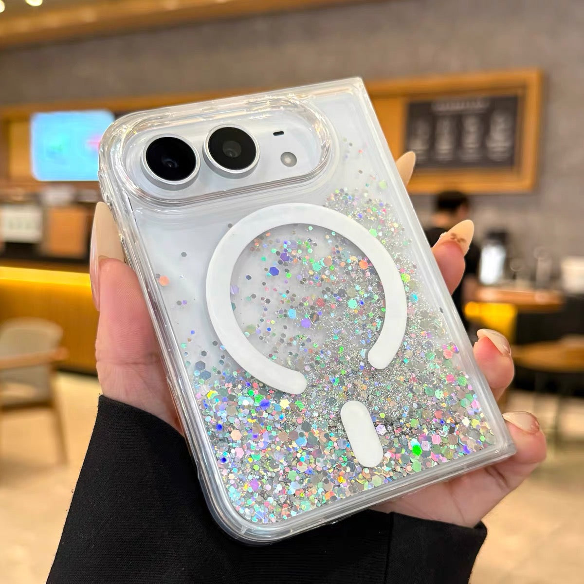 iPhone Duo Glitter Quicksand Premium Foldable Phone Case