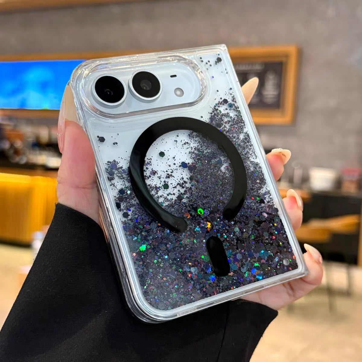 iPhone Duo Glitter Quicksand Premium Foldable Phone Case