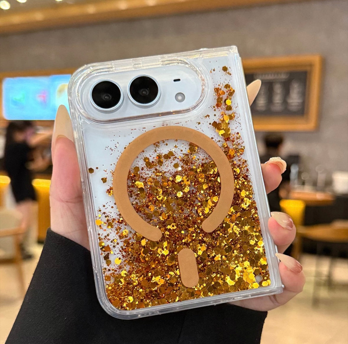 iPhone Duo Glitter Quicksand Premium Foldable Phone Case