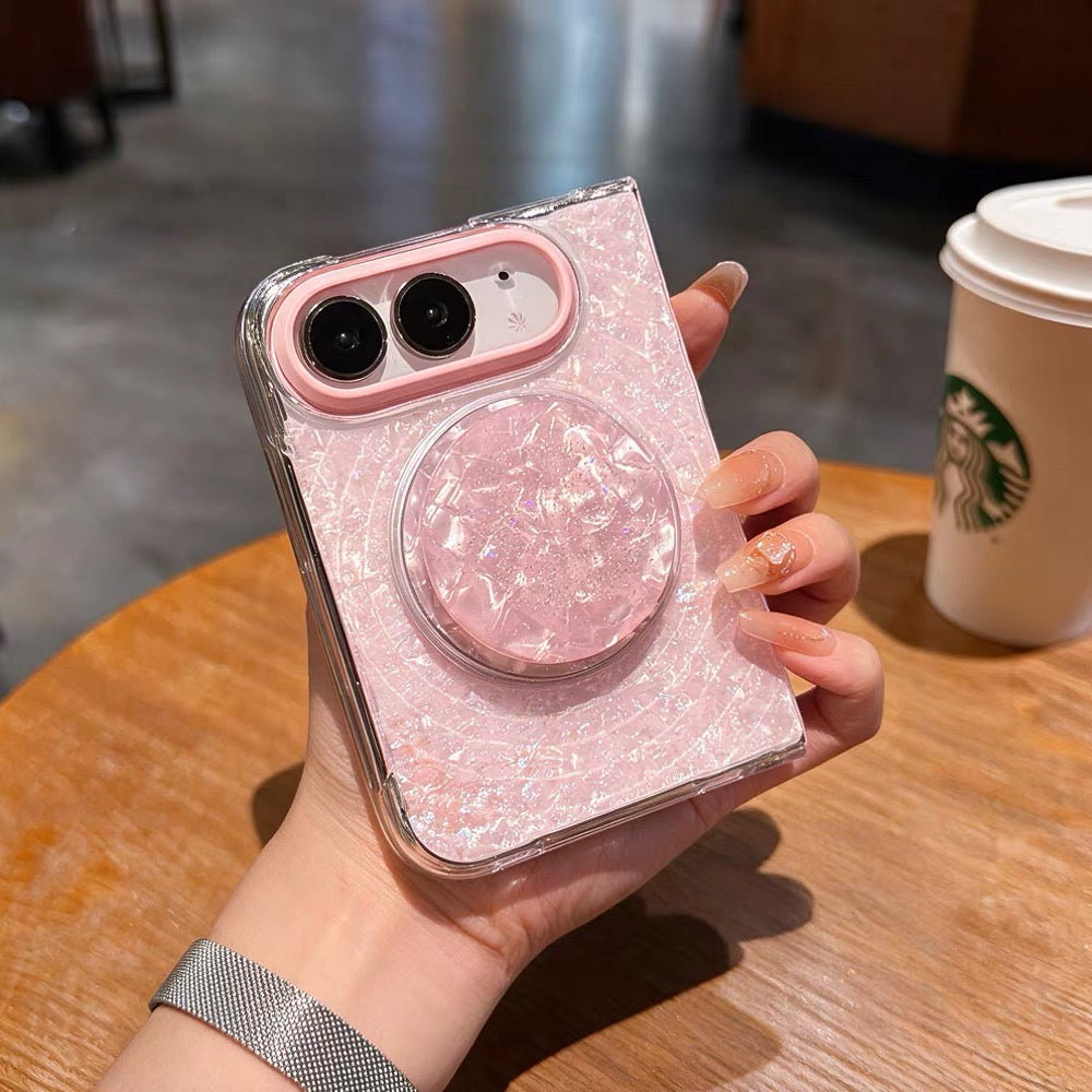New Magnetic Phone Case with Gilded Mother-of-Pearl Wave Pattern