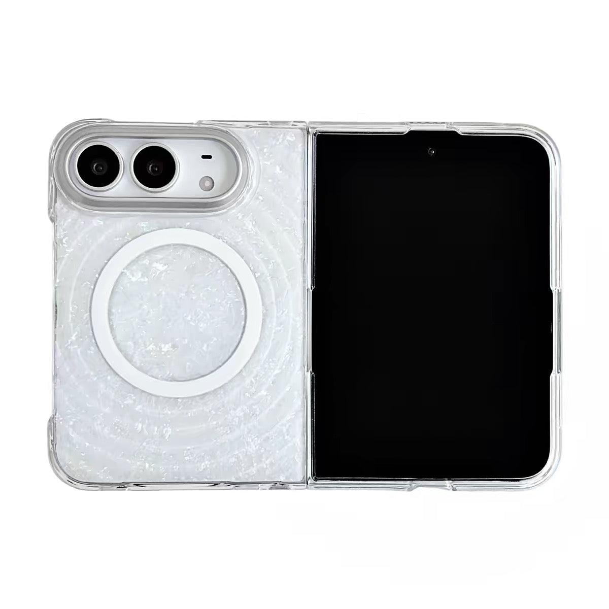 New Magnetic Phone Case with Gilded Mother-of-Pearl Wave Pattern