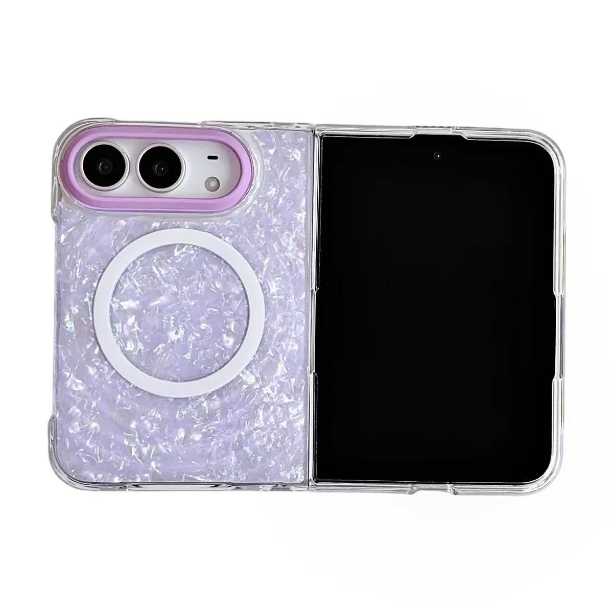 New Magnetic Phone Case with Gilded Mother-of-Pearl Wave Pattern