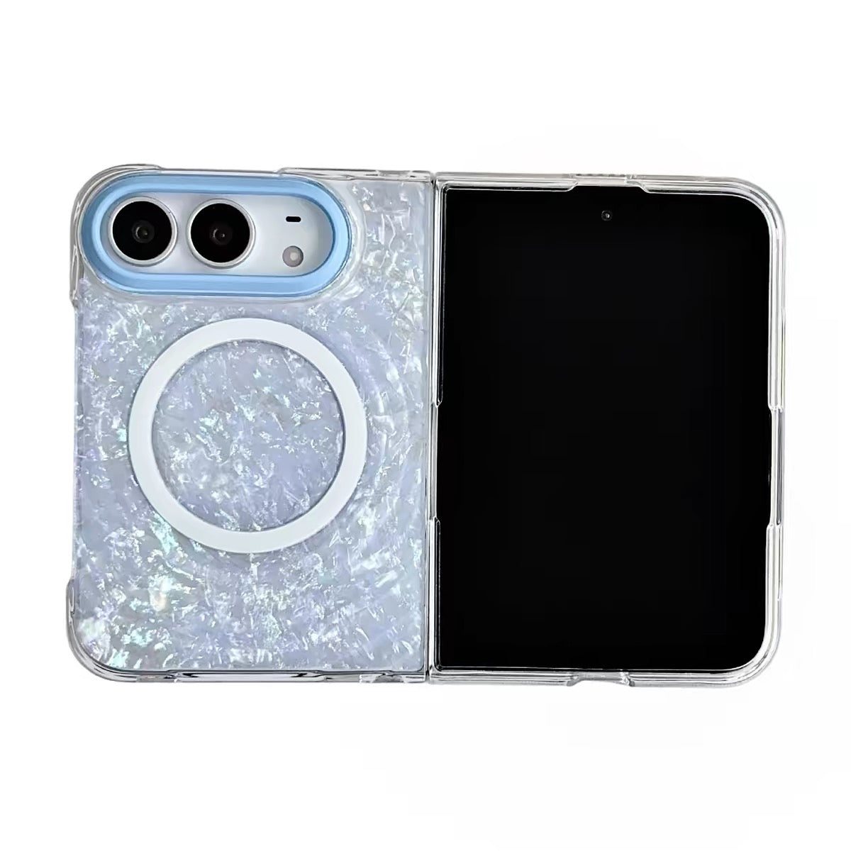 New Magnetic Phone Case with Gilded Mother-of-Pearl Wave Pattern