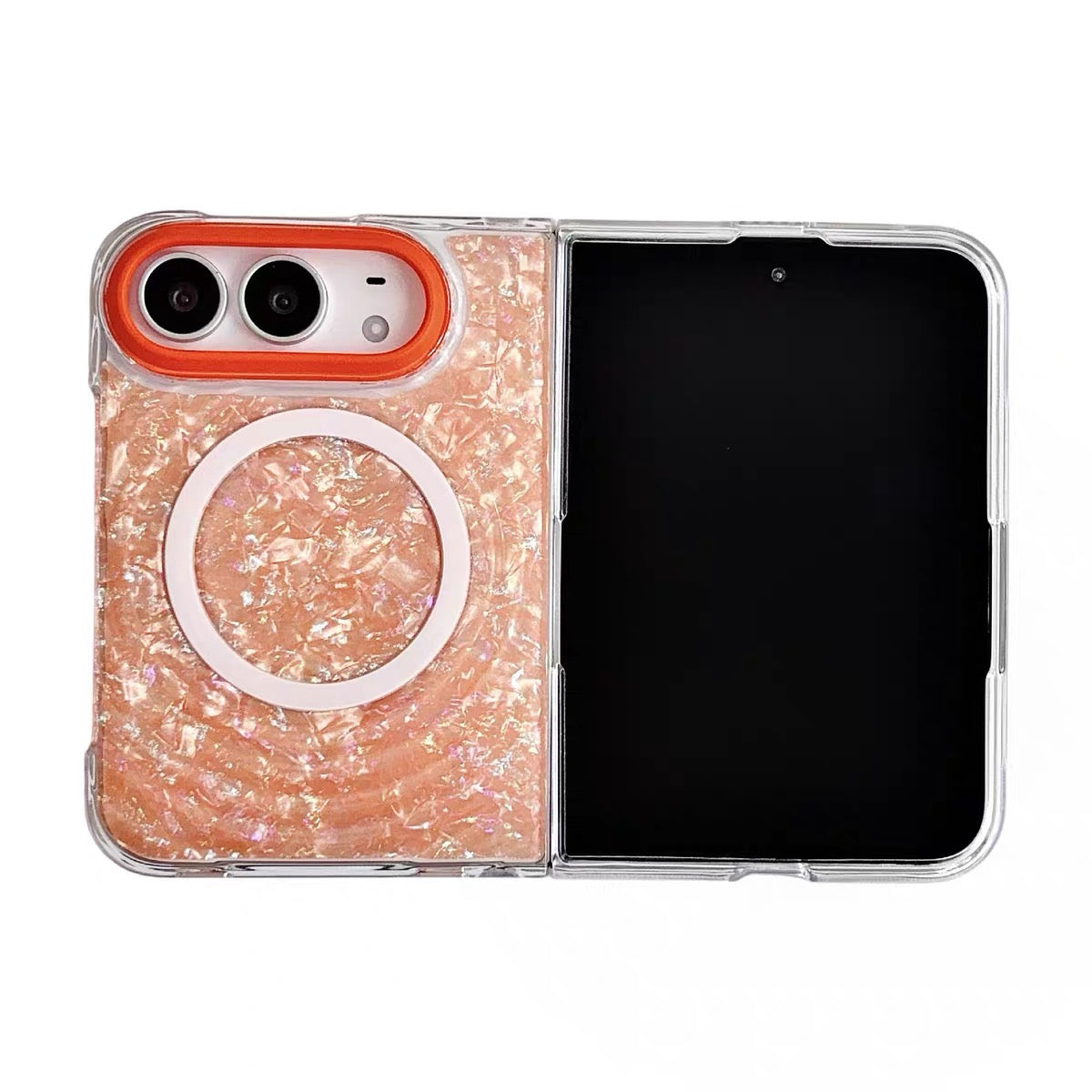 New Magnetic Phone Case with Gilded Mother-of-Pearl Wave Pattern