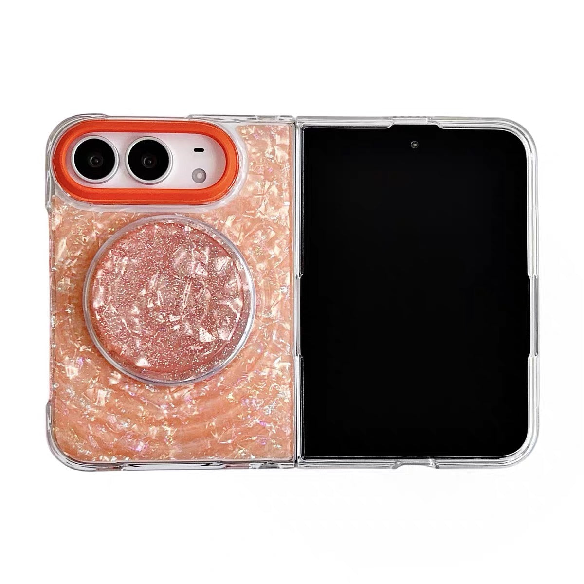 New Magnetic Phone Case with Gilded Mother-of-Pearl Wave Pattern