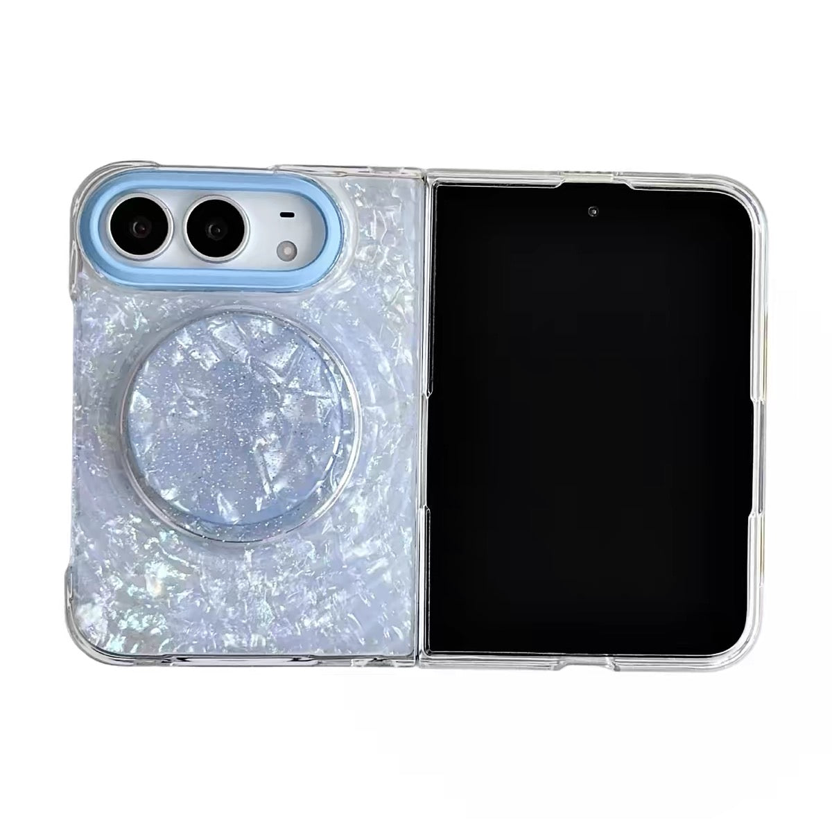 New Magnetic Phone Case with Gilded Mother-of-Pearl Wave Pattern