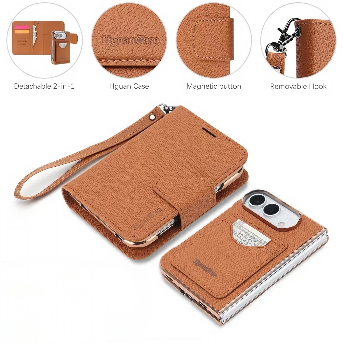 iPhone Duo Flip-Style Leather Case – Full-Coverage, Two-Piece Protective Case