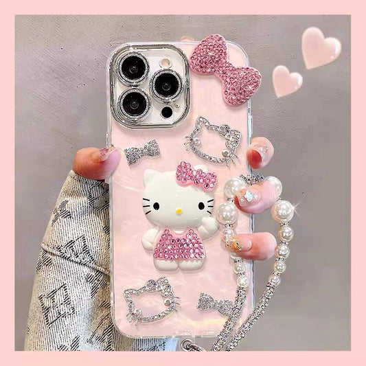 Pink Shell Pattern Kitty Cat Bracelet Phone Case