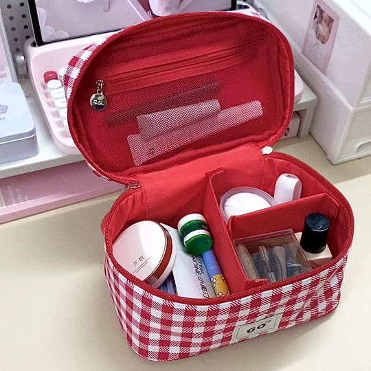 Dopamine Plaid Travel Makeup Bag