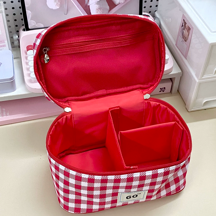 Dopamine Plaid Travel Makeup Bag