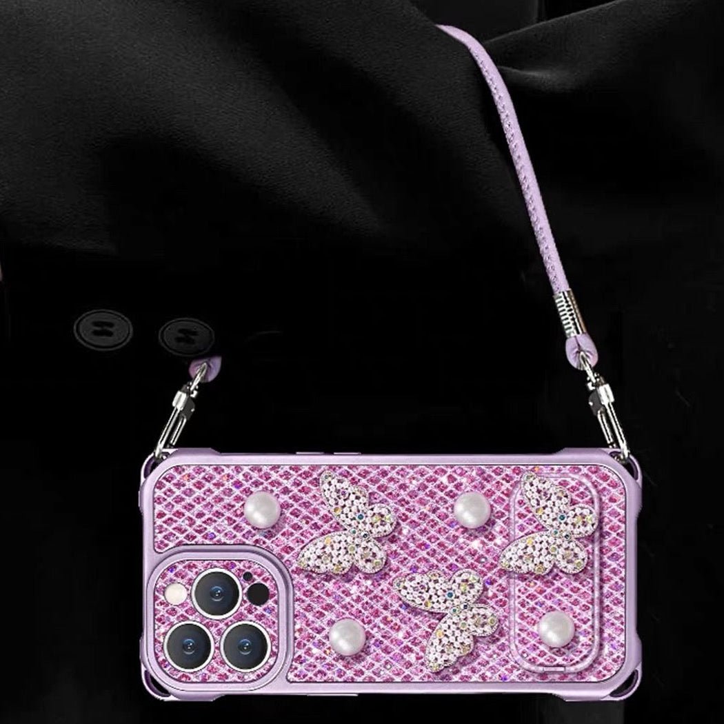 Sparkling Butterfly Portable Mirror Phone Case