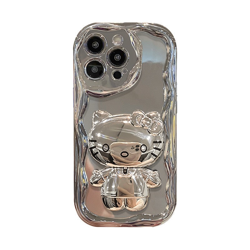 Rotating Kitty Portable Mirror and Stand Phone Case