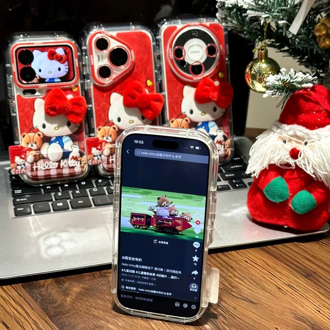 Bowknot Bear Hello Kitty Mirror Stand Phone Case