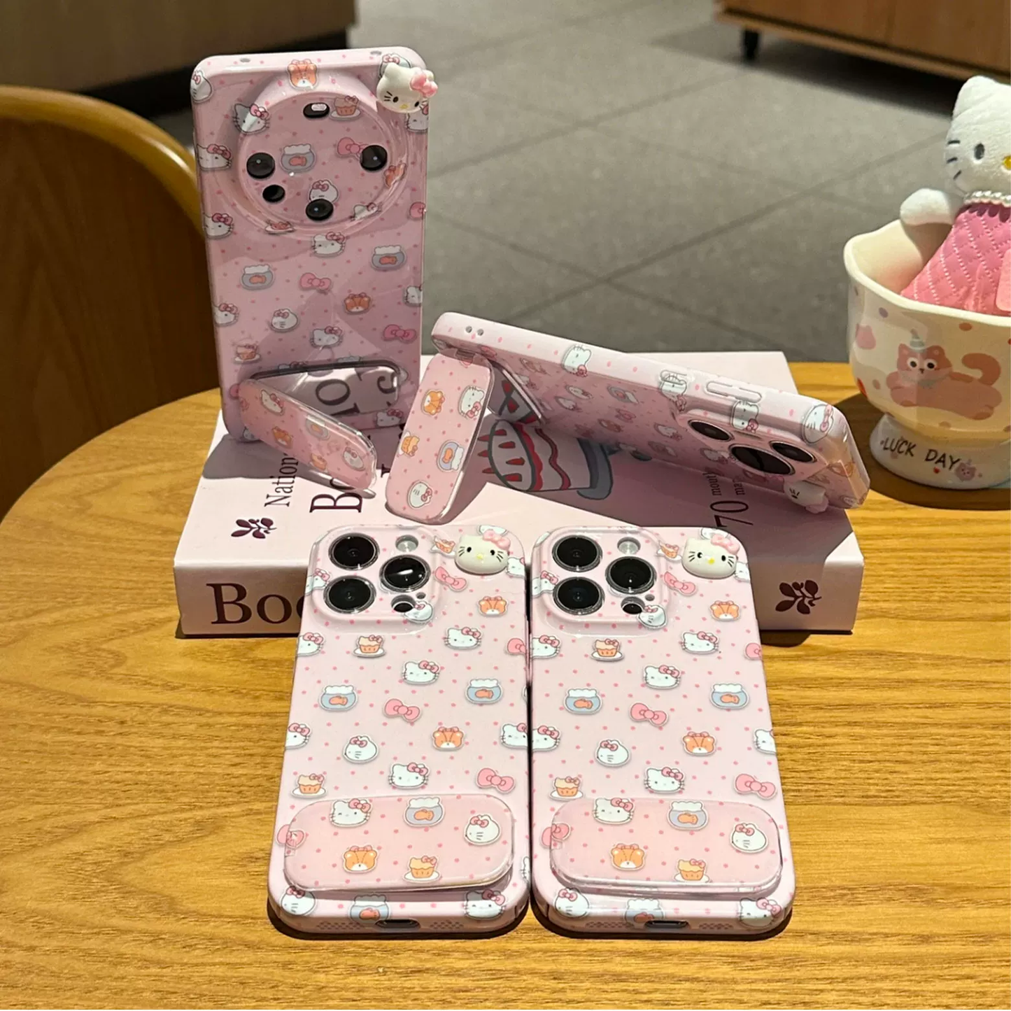 Pink polka dot Kitty cat phone case